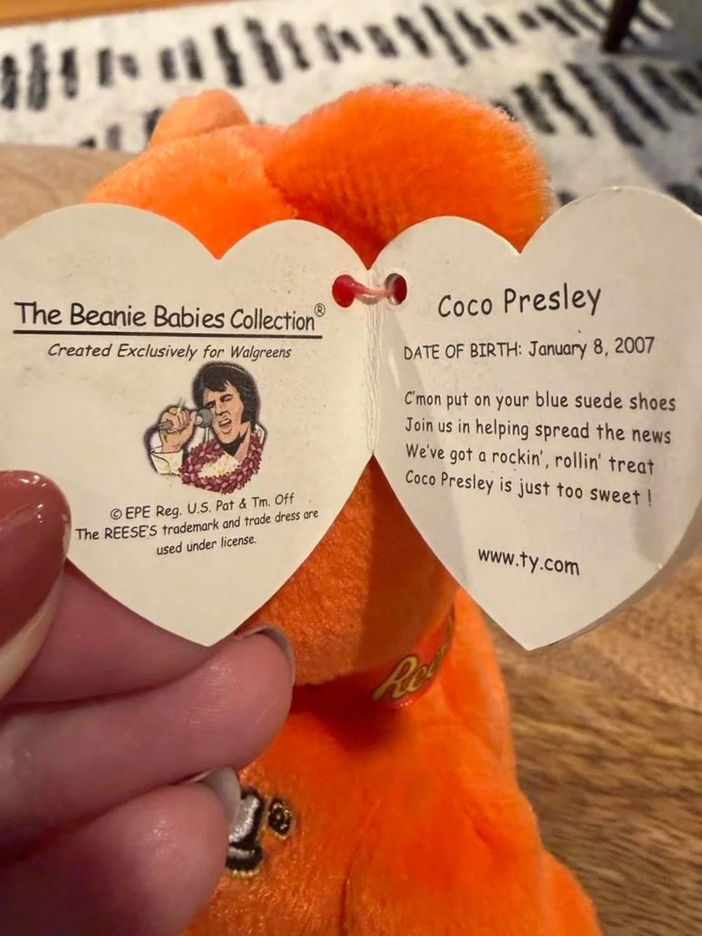 TY Beanie Baby - COCO PRESLEY the Bear (Orange Version - Walgreen's Excl)
